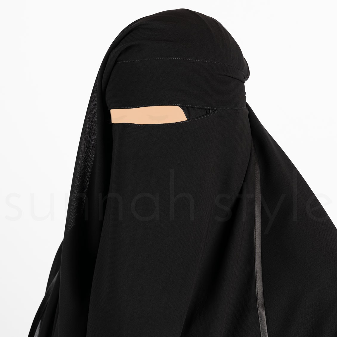 Sunnah Style Satin Trimmed Butterfly Niqab Black